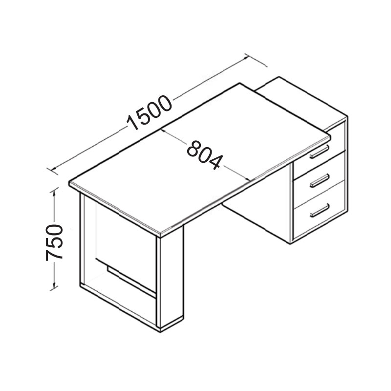 میز کارمندی 150 تمام ام دی اف دکوچین مدل آرند 2 اندازههای میز کارمندی 150 تمام ام دی اف دکوچین مدل آرند