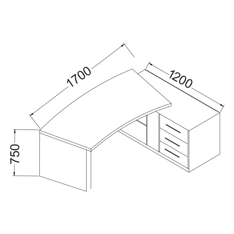 میز اداری 170 کارشناسی ام دی اف دکوچین مدل روئین 2 ابعاد و اندازه میز کارشناسی روئین
