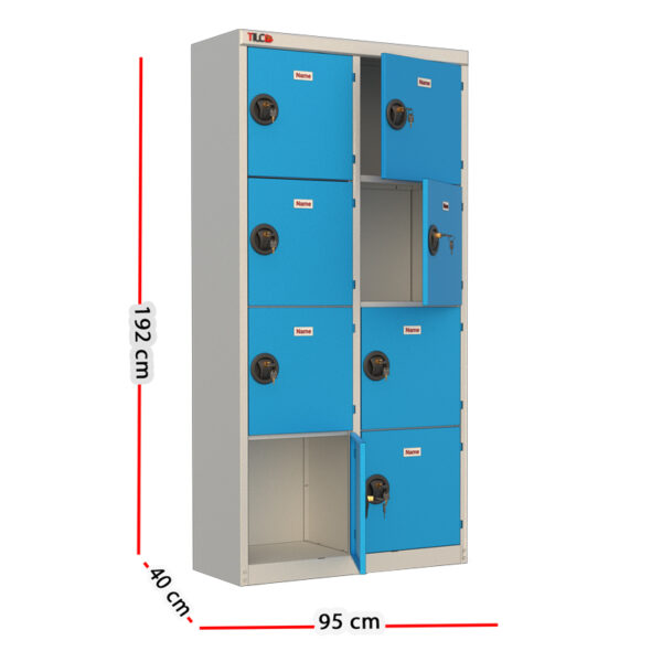 اندازه‌های کمد رختکن باشگاهی 8 درب فلزی دکوچین مدل DC8
