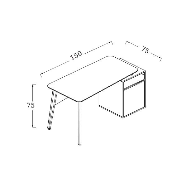 میز کارمندی مدرن مدل کارولین 2 اندازه های میز کارمندی مدرن مدل کارولین