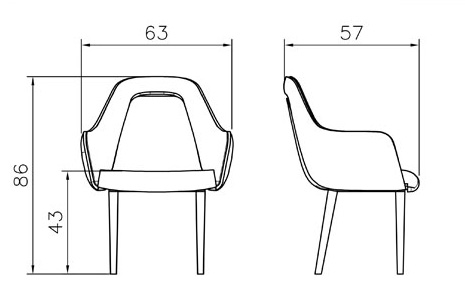 ابعاد و اندازه صندلی ثابت اداری G12