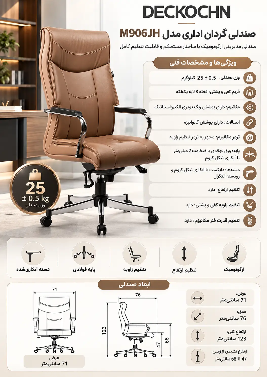 صندلی گردان اداری مدل M906JH صندلی گردان اداری مدل M906JH
